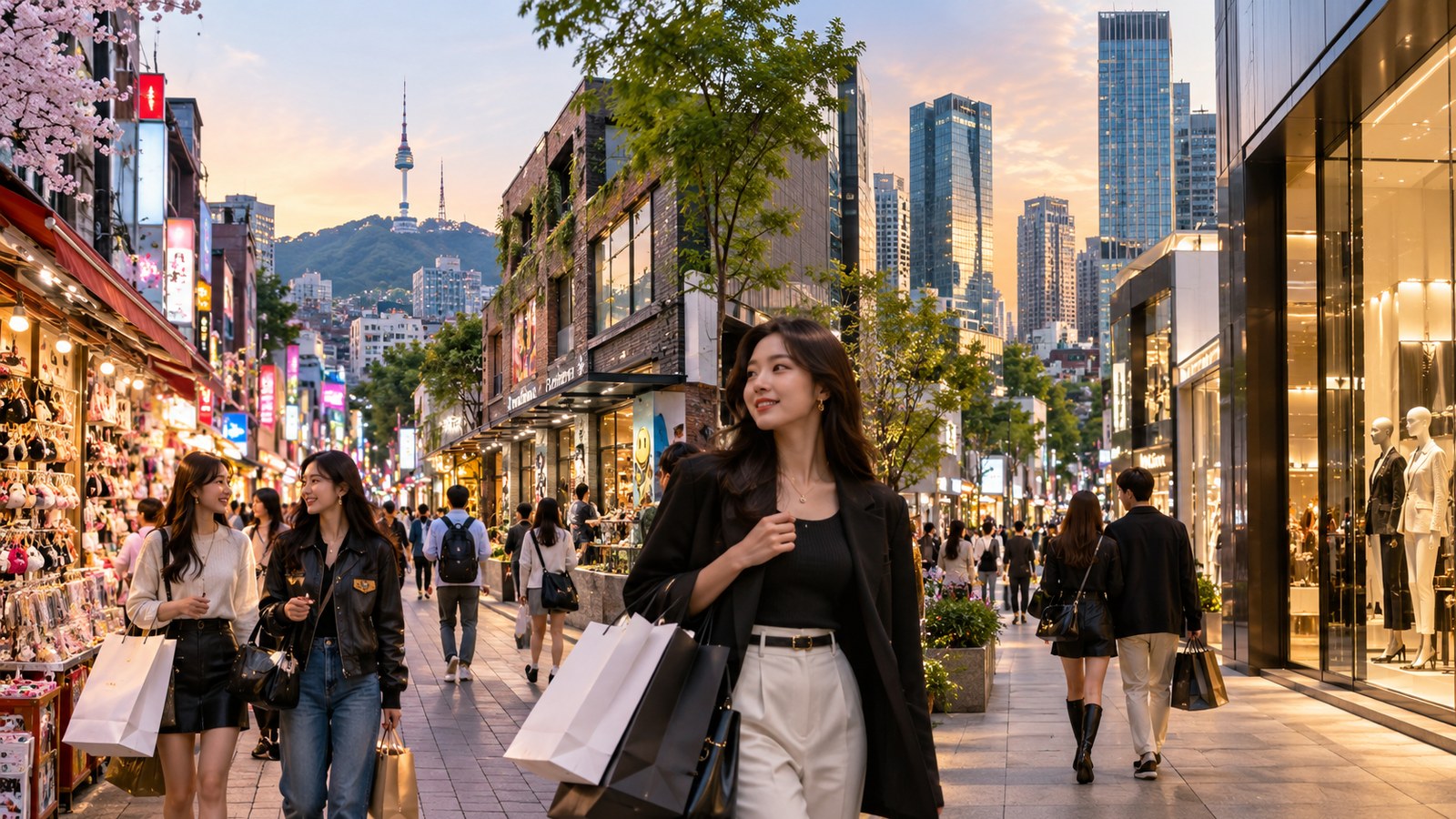 Stylish Seoul shopping district combining street retail and premium storefronts